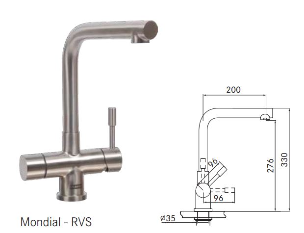 Franke perfect4 - Mondial RVS - waterkraan kopen - Incl. installatie bij u thuis Mensonides