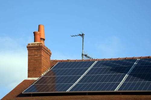 Renewable energy - solar panels on a private house