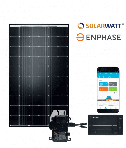 8 zonnepanelen set SOLARWATT - Glas Glas - 310Wp - Enphase Micro omvormers | 2480 Wp - 2355 kWh