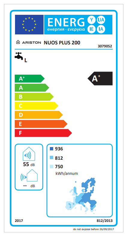 Energielabel - NUOS Plus 200 liter