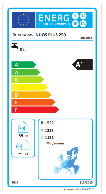 Energielabel - NUOS Plus 250 liter
